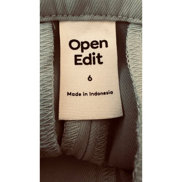 NWT Open Edit Size 6 Sage Green Wide-Leg Trousers Polyester Pockets High Waisted - Picture 2 of 9